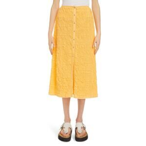 ACNE STUDIOS Idella Shirred Stretch Cotton Midi Skirt - 10 Us / 40 Eu Apricot